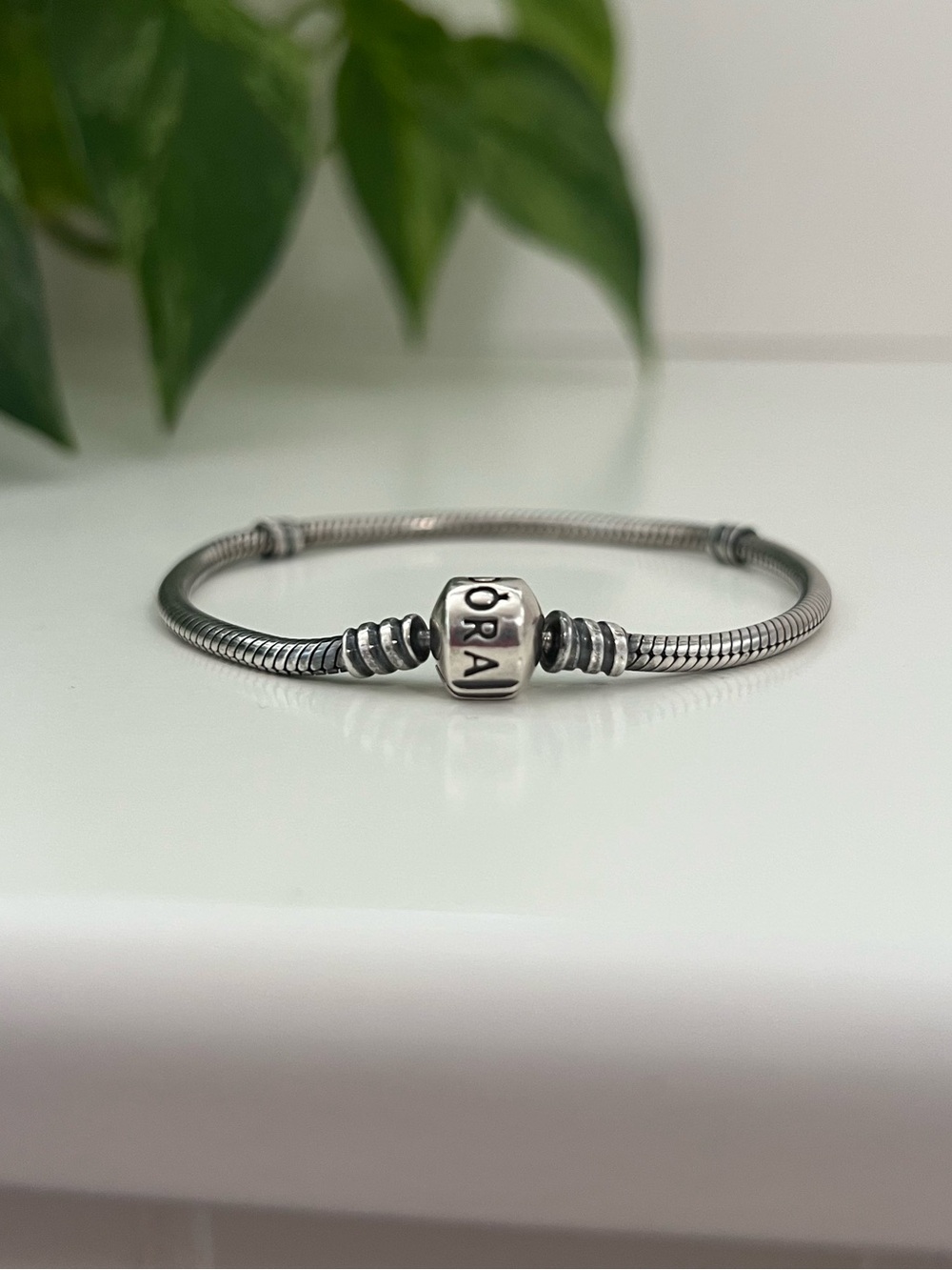 Pandora Moments Oxidized Barrel Clasp Charm Bracelet, 7.5” Length